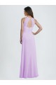 Lilas Trapèze Licou Mousseline Longue Robes demoiselle d'honneur Pas Cher