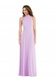 Lilas Trapèze Licou Mousseline Longue Robes demoiselle d'honneur Pas Cher