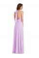 Lilas Trapèze Licou Mousseline Longue Robes demoiselle d'honneur Pas Cher