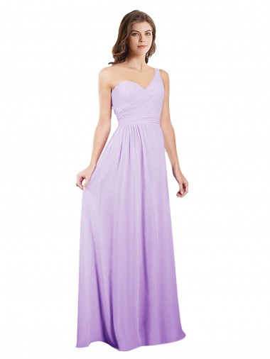 Lilas Trapèze Mousseline Longue Robes demoiselle d'honneur Pas Cher