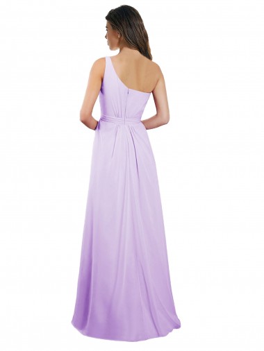 Lilas Trapèze Mousseline Longue Robes demoiselle d'honneur
