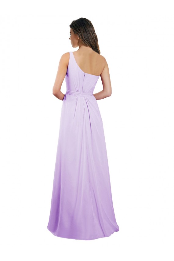 Lilas Trapèze Mousseline Longue Robes demoiselle d'honneur Pas Cher