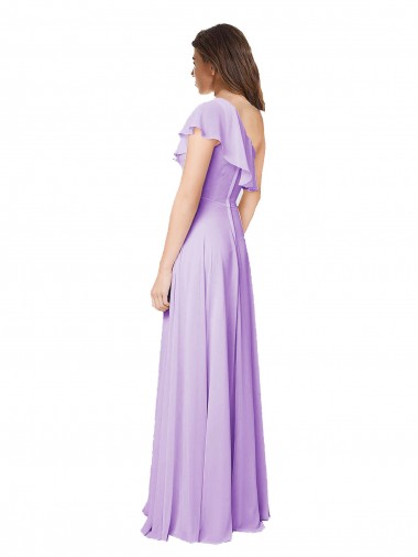 Lilas Trapèze Mousseline Longue Robes demoiselle d'honneur