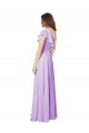 Lilas Trapèze Mousseline Longue Robes demoiselle d'honneur Pas Cher
