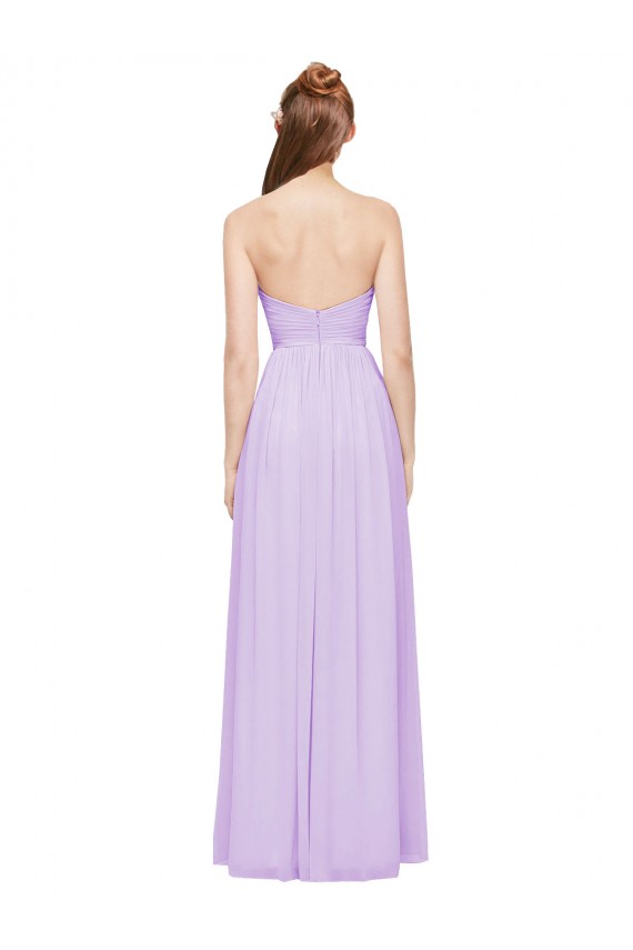 Lilas Trapèze Sans bretelle Mousseline Longue Robes demoiselle d'honneur Pas Cher