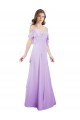 Lilas Trapèze Épaule Dénudée Bretelles spaghetti Mousseline Longue Robes demoiselle d'honneur Pas Cher