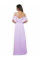 Lilas Trapèze Épaule Dénudée Bretelles spaghetti Mousseline Longue Robes demoiselle d'honneur Pas Cher