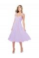 Lilas Trapèze midi Mousseline Courte Asymétrique Robes demoiselle d'honneur / Robes de cocktail Pas Cher