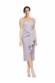 Lilas arctique Fourreau Sans bretelle midi Crêpe Stretch Courte Asymétrique Robes demoiselle d'honneur / Robes de soirée / Robes de cocktail Pas Cher