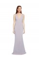 Lilas arctique Sirène Col V Crêpe Stretch Longue Formelles Robes demoiselle d'honneur / Robes de soirée / Robes de bal Pas Cher