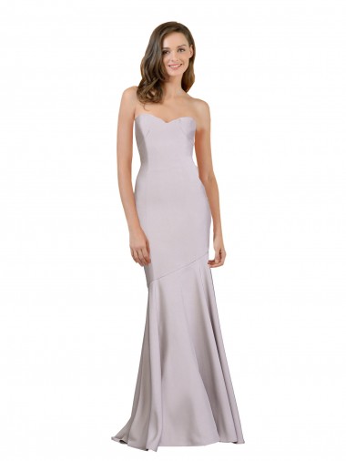 Lilas arctique Sirène Sans bretelle Crêpe Stretch Longue Robes demoiselle d'honneur / Robes de bal Pas Cher