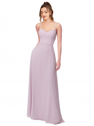 Lueur rose Trapèze Mousseline Longue Robes demoiselle d'honneur Pas Cher