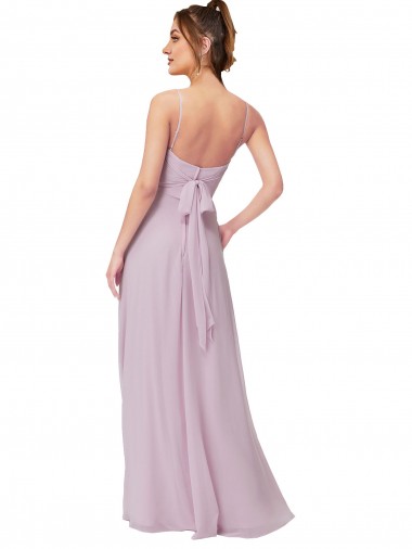 Lueur rose Trapèze Mousseline Longue Robes demoiselle d'honneur
