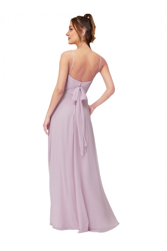 Lueur rose Trapèze Mousseline Longue Robes demoiselle d'honneur Pas Cher