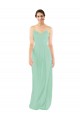 Menthe verte Fourreau Col V Mousseline Longue Robes demoiselle d'honneur Pas Cher