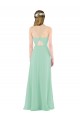 Menthe verte Fourreau Col V Mousseline Longue Robes demoiselle d'honneur Pas Cher