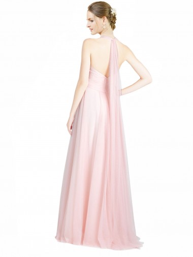 Menthe verte Trapèze Bretelles spaghetti Tulle Longue Robes demoiselle d'honneur