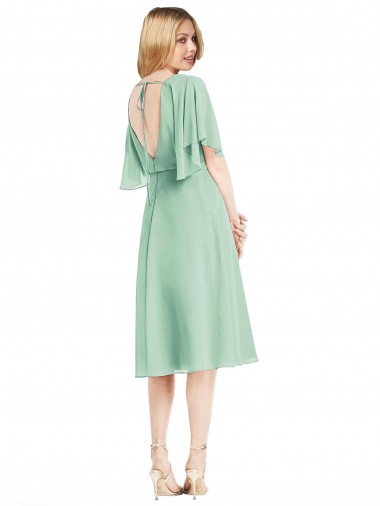 Menthe verte Trapèze Mousseline Courte Robes demoiselle d'honneur