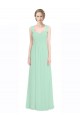 Menthe verte Trapèze Mousseline Dentelle Longue Robes demoiselle d'honneur Pas Cher