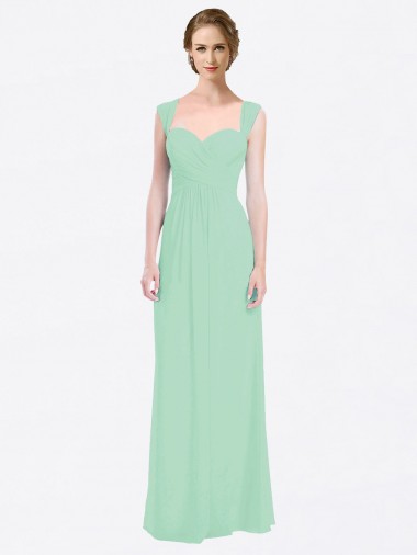 Menthe verte Trapèze Mousseline Longue Robes demoiselle d'honneur Pas Cher