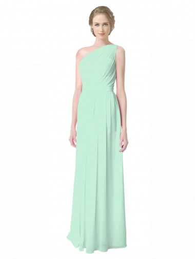 Menthe verte Trapèze Mousseline Longue Robes demoiselle d'honneur Pas Cher
