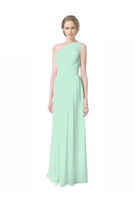 Menthe verte Trapèze Mousseline Longue Robes demoiselle d'honneur Pas Cher