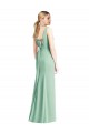 Menthe verte Trompette Col V Mousseline Longue Robes demoiselle d'honneur Pas Cher
