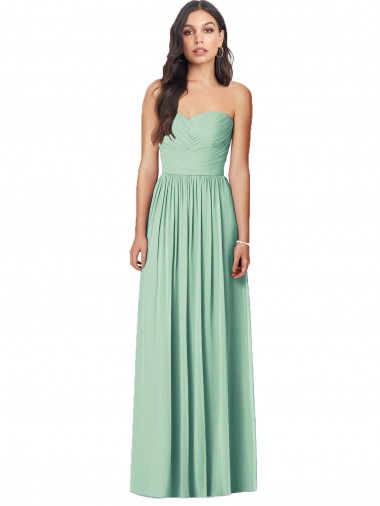 Menthe verte Trompette Sans bretelle Mousseline Longue Robes demoiselle d'honneur Pas Cher