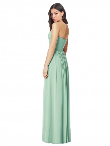 Menthe verte Trompette Sans bretelle Mousseline Longue Robes demoiselle d'honneur