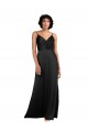 Noir Colonne Col V Satiné Soyeux Longue Asymétrique Formelles Robes demoiselle d'honneur / Robes de soirée / Robes de bal Pas Cher