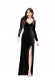Noir Colonne Col V Velours Stretch Longue Formelles Robes demoiselle d'honneur / Robes de soirée / Robes de bal Pas Cher