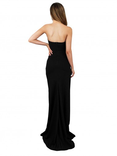 Noir Colonne Sans bretelle Col Haut Crêpe Stretch Longue Formelles Robes demoiselle d'honneur / Robes de soirée / Robes de bal