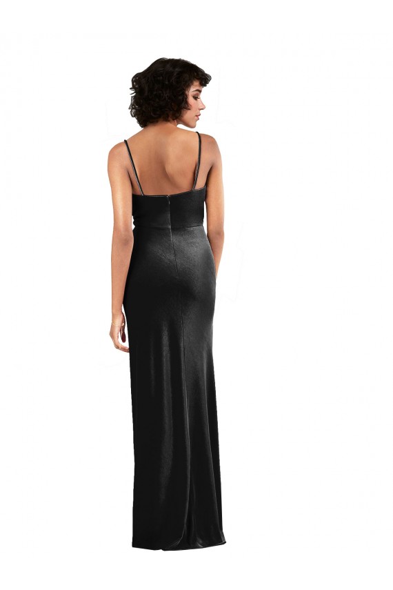 Noir Colonne Velours Stretch Longue Formelles Robes demoiselle d'honneur / Robes de soirée / Robes de bal Pas Cher