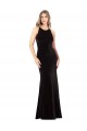 Noir Fourreau Bretelles spaghetti Col bijou Velours Stretch Longue Formelles Robes demoiselle d'honneur / Robes de soirée / Robes de bal Pas Cher