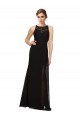 Noir Fourreau Col Haut Mousseline Dentelle Longue Robes demoiselle d'honneur Pas Cher