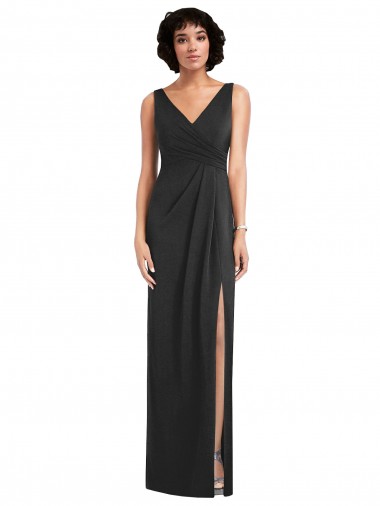Noir Fourreau Col V Spandex Longue Formelles Robes demoiselle d'honneur / Robes de soirée / Robes de bal Pas Cher