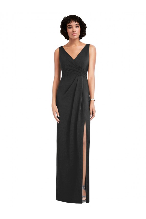 Noir Fourreau Col V Spandex Longue Formelles Robes demoiselle d'honneur / Robes de soirée / Robes de bal Pas Cher