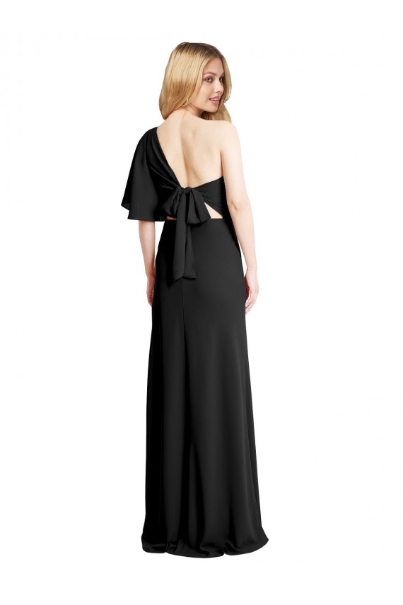 Noir Fourreau Crêpe Stretch Longue Formelles Robes demoiselle d'honneur / Robes de soirée / Robes de bal Pas Cher
