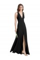 Noir Fourreau Licou Col V Crêpe Stretch Longue Formelles Robes demoiselle d'honneur / Robes de soirée / Robes de bal Pas Cher