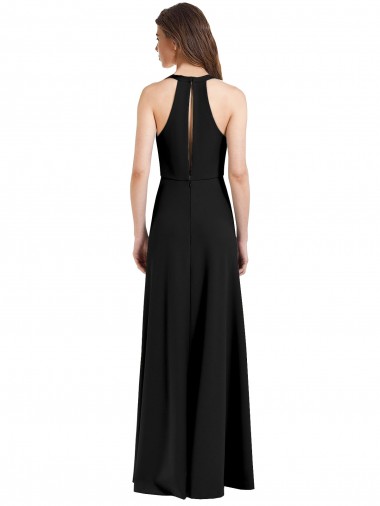 Noir Fourreau Licou Col V Crêpe Stretch Longue Formelles Robes demoiselle d'honneur / Robes de soirée / Robes de bal