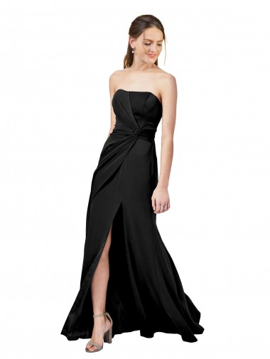Noir Fourreau Sans bretelle Crêpe Stretch Longue Formelles Robes demoiselle d'honneur / Robes de soirée / Robes de bal Pas Cher
