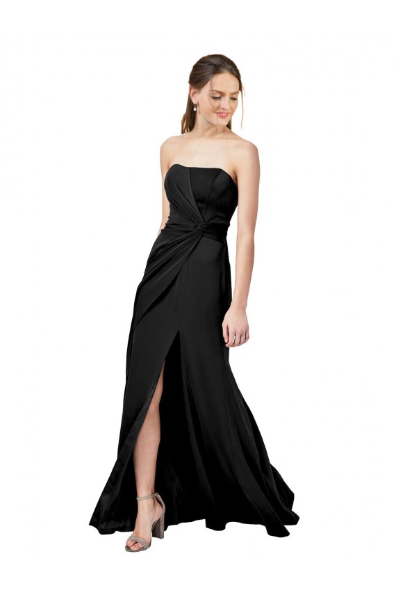 Noir Fourreau Sans bretelle Crêpe Stretch Longue Formelles Robes demoiselle d'honneur / Robes de soirée / Robes de bal Pas Cher