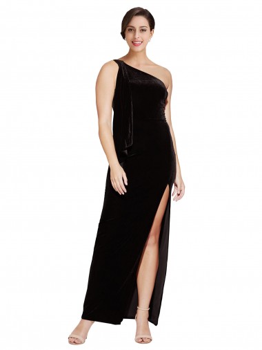 Noir Fourreau Velours Stretch Longue Formelles Robes demoiselle d'honneur / Robes de soirée / Robes de bal Pas Cher