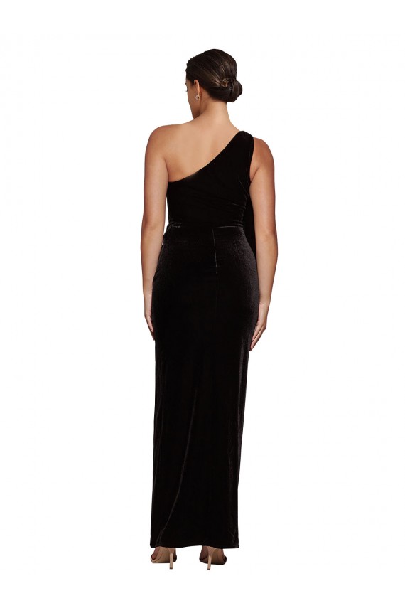 Noir Fourreau Velours Stretch Longue Formelles Robes demoiselle d'honneur / Robes de soirée / Robes de bal Pas Cher