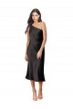 Noir Fourreau midi Satiné Stretch Courte Robes demoiselle d'honneur / Robes de soirée / Robes de cocktail Pas Cher