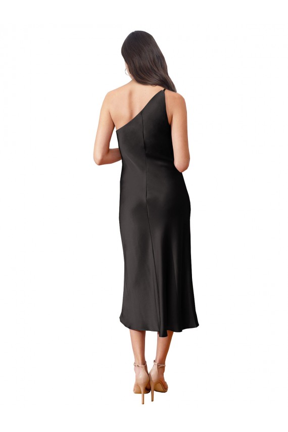 Noir Fourreau midi Satiné Stretch Courte Robes demoiselle d'honneur / Robes de soirée / Robes de cocktail Pas Cher