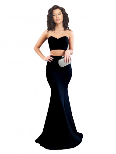 Noir Sirène Col Haut Crêpe Stretch Longue Formelles Robes demoiselle d'honneur / Robes de soirée / Robes de bal Pas Cher