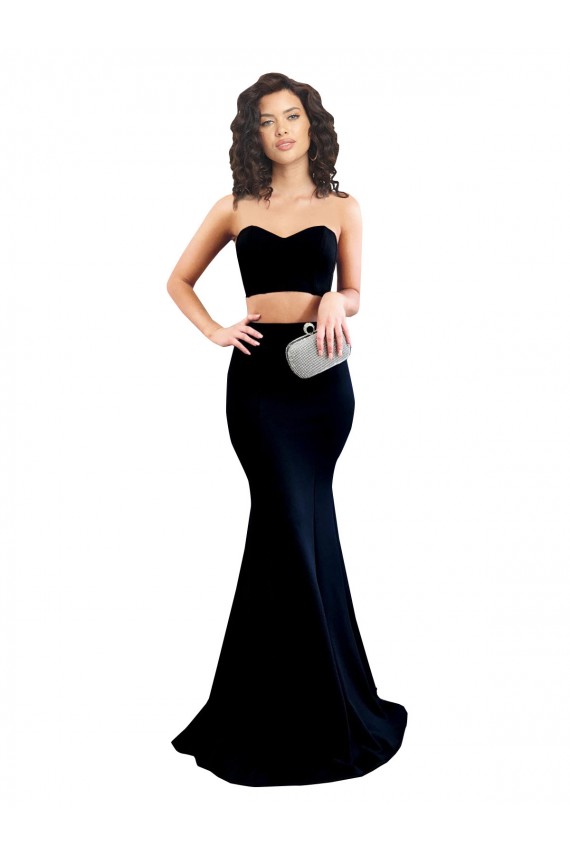 Noir Sirène Col Haut Crêpe Stretch Longue Formelles Robes demoiselle d'honneur / Robes de soirée / Robes de bal Pas Cher