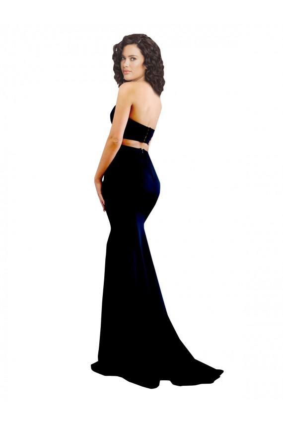 Noir Sirène Col Haut Crêpe Stretch Longue Formelles Robes demoiselle d'honneur / Robes de soirée / Robes de bal Pas Cher