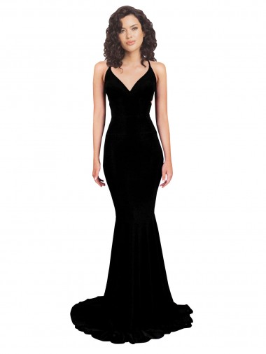 Noir Sirène Col V Spandex Longue Formelles Robes demoiselle d'honneur / Robes de soirée / Robes de bal Pas Cher